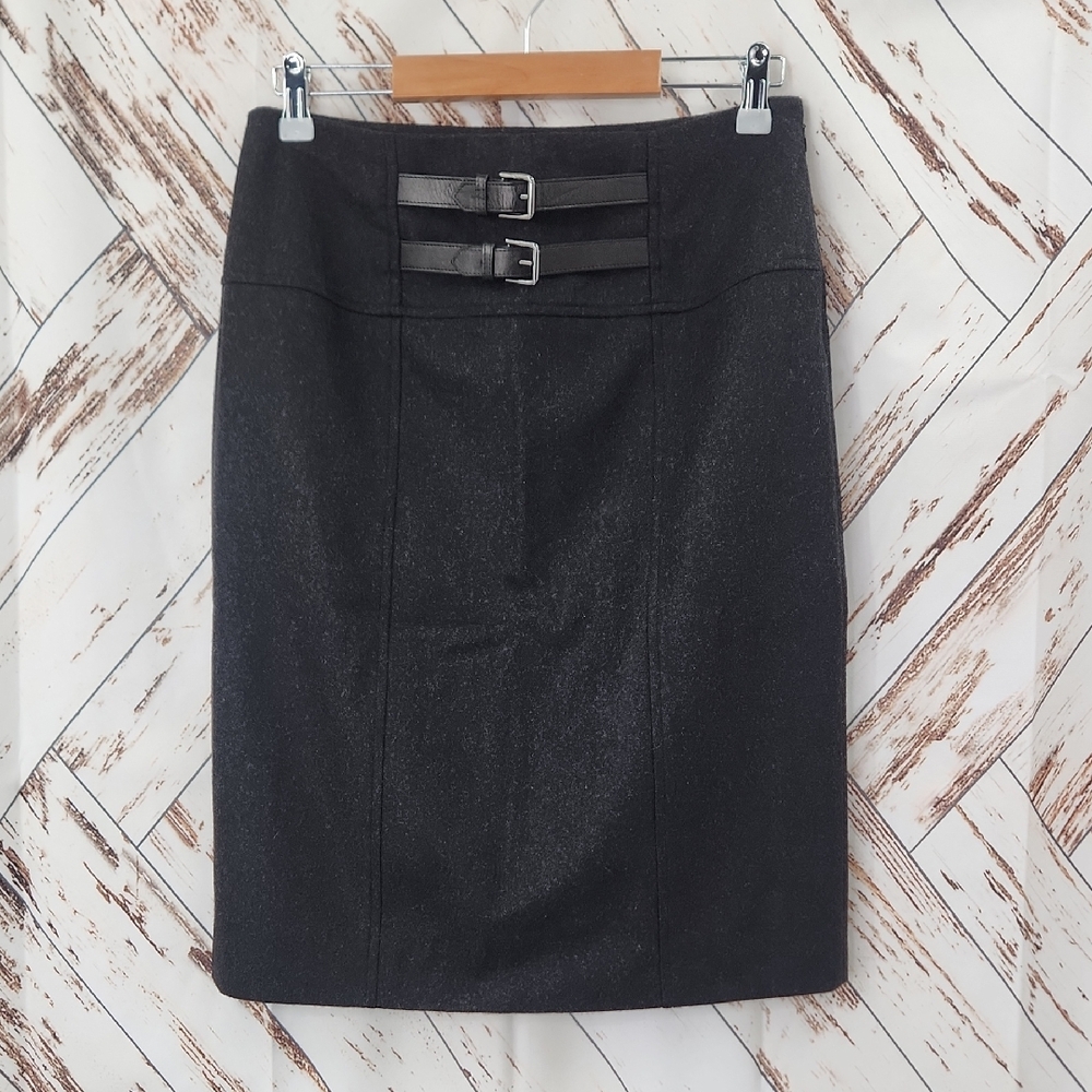 Ralph Lauren Black Label Black Pencil Skirt with Buckle Detail
